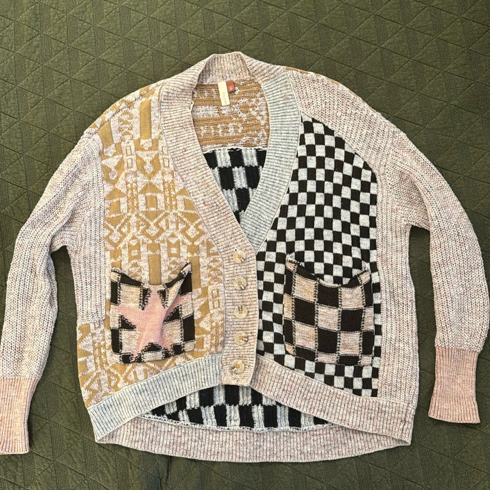 Pilcro mix media mashup cardigan from Anthropologie